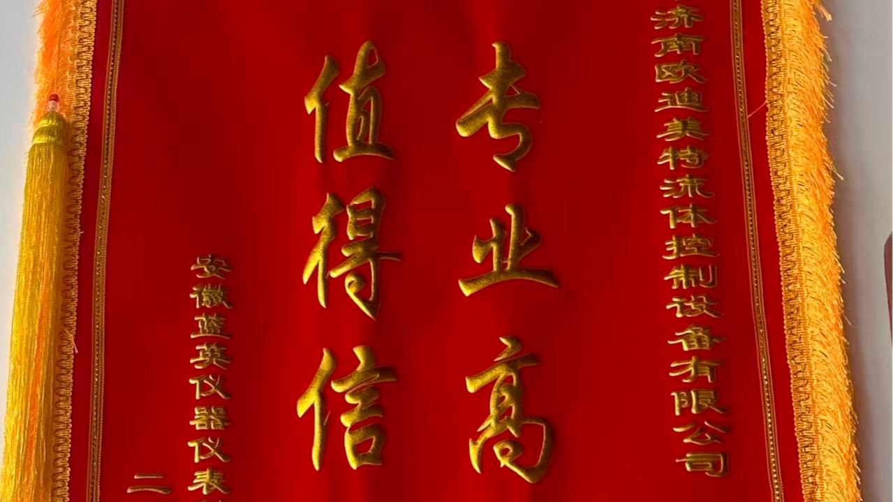 安徽蓝英仪器仪表科技有限公司向欧迪美特赠送锦旗！